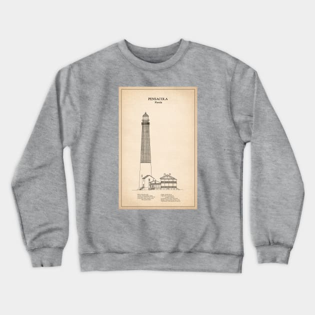 Pensacola Lighthouse - Florida - SD Crewneck Sweatshirt by SPJE Illustration Photography